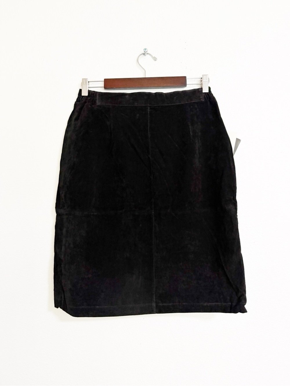 NEW Vintage Pelle Suede Leather Pencil Skirt Black Size 16
